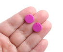 4 Mini Disc Charms in Purple Magenta, Neon Plastic Beads, Small Basic Circles, Acrylic, 12mm