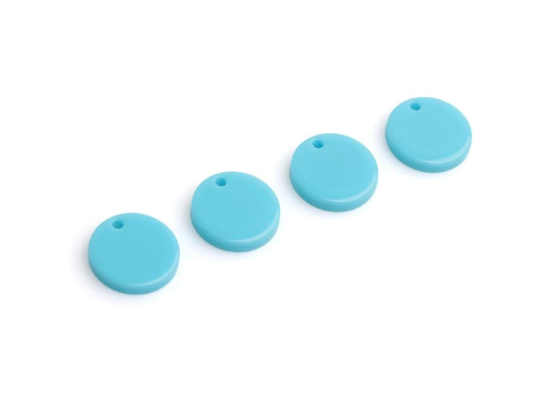 4 Mini Disc Charms in Arctic Blue, Light Blue Round Beads, Small Basic Circles, Acrylic, 12mm