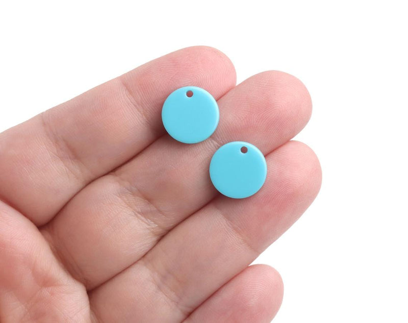 4 Mini Disc Charms in Arctic Blue, Light Blue Round Beads, Small Basic Circles, Acrylic, 12mm