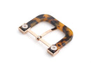 1 Large Tortoise Buckle, Orange Tortoise Shell and Gold, Heel Bar Buckle, Metal and Acetate, 2.1 x 1.6" Inch