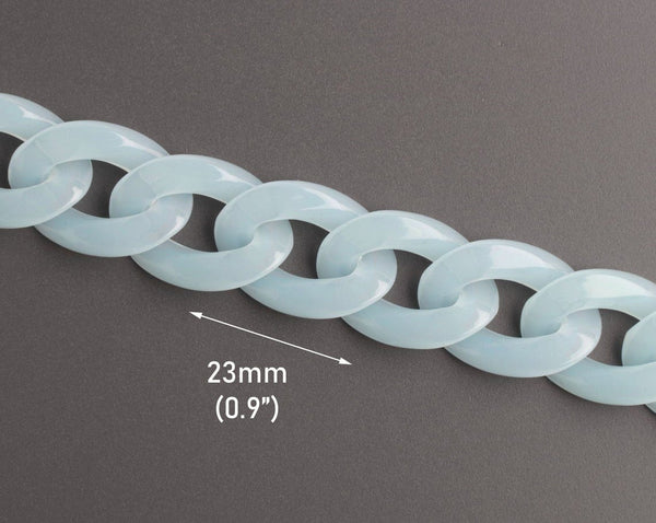 1ft Ethereal Frost Blue Acrylic Chain Links, 23mm, Semi-Translucent, Fairy and Decora Kei