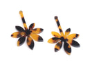 2 Japanese Maple Leaf Charms in Tortoise Shell, Extra Long Earring Drop Pieces, Acetate, 50 x 35mm