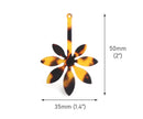 2 Japanese Maple Leaf Charms in Tortoise Shell, Extra Long Earring Drop Pieces, Acetate, 50 x 35mm