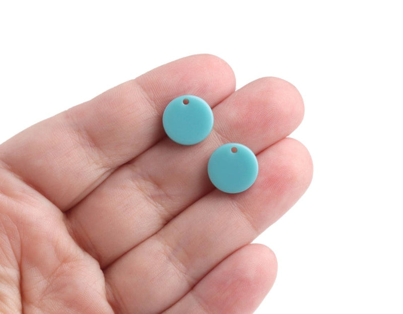 4 Blue Turquoise Disc Charms, Faux Turquoise Beads, Small Round Tags, Acetate, 12mm