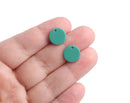 4 Emerald Green Charm Beads, Tiny Round Circles, Disc Blanks with 1 Hole, Acrylic, 12mm