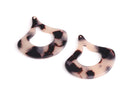 2 Boho Open Paddle Charms in Blonde Tortoise Shell, Large Resin Pendant, Teardrops, Acetate, 35 x 33.5mm
