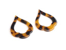 4 Boho Teardrop Spade Charms in Tortoise Shell, Geometric Earring Blanks, Acrylic Acetate, 39 x 32mm