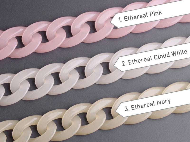 1ft Ethereal Acrylic Chain Links in Soft Pastels with 3 Color Options, 23mm