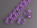 1ft Glitter Acrylic Chain Links in Purple, 23mm, Transparent, Decorative Kawaii