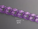 1ft Glitter Acrylic Chain Links in Purple, 23mm, Transparent, Decorative Kawaii