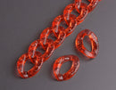 1ft Glitter Acrylic Chain Links in Ruby Red, 23mm, Transparent, For Bracelets