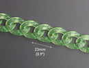 1ft Glitter Acrylic Chain Links in Lime Green, 23mm, Transparent, Cute and Sparkly