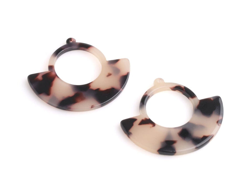 2 Egyptian Charms in Blonde Tortoise Shell, Modern Geometric Pendants, Jewelry Components, Acetate, 37.5 x 32mm