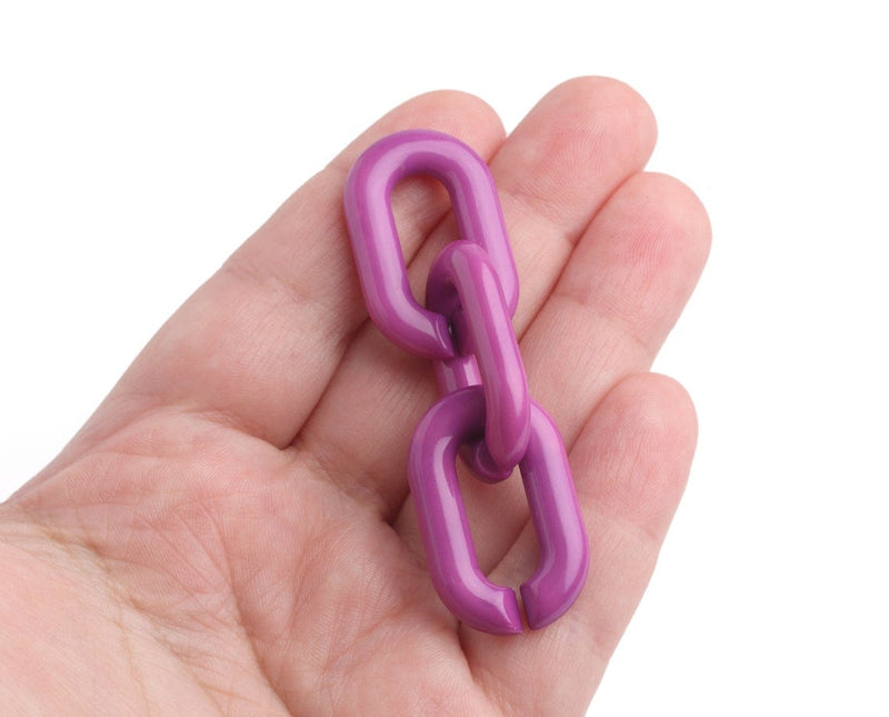 1ft Berry Purple Acrylic Chain Links, 31mm, Super Chunky, Oval Cable Chain
