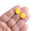 4 Lemon Yellow Bead Connectors, Flat Circle Discs with 2 Holes, Acetate, 12mm