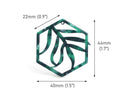 2 Hexagon Ring Charm with Fern Cut Outs, Eco Botanical Pendants, Intricate Carved Fretwork, Acetate, 44 x 40mm