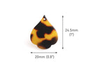 4 Boho Spade Charms in Tortoise Shell, Geometric Teardrop Blanks for Engraving and Earrings, Las Vegas Casino Acetate, 24.5 x 20mm