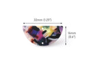 2 Rainbow Half Circle Links, Earring Drop Links, Jewelry Components, Acetate, 32 x 16mm