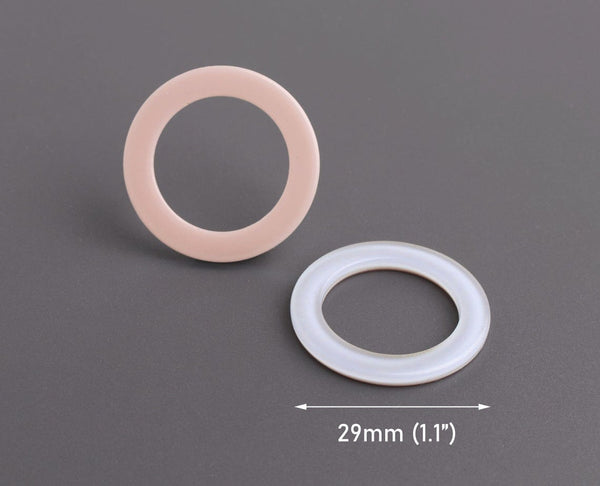 2 Reversible Washer Charms in Light Blue and Pink, Round Circle Plastic Links, Double Sided, Cellulose Acetate, 29mm