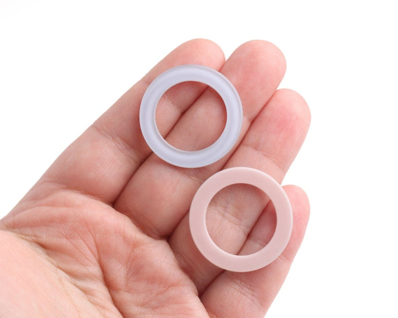 2 Reversible Washer Charms in Light Blue and Pink, Round Circle Plastic Links, Double Sided, Cellulose Acetate, 29mm