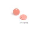4 Tiny Round Charms in Peach, Circle Blanks for Engraving, Pink Acrylic, 12mm