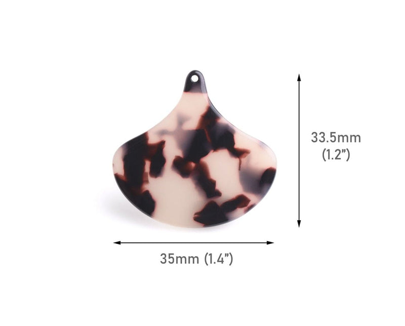 2 Boho Paddle Charms in Blonde Tortoise Shell, Large Resin Pendant, Plastic Engravable Blanks, Acetate, 35 x 33.5mm