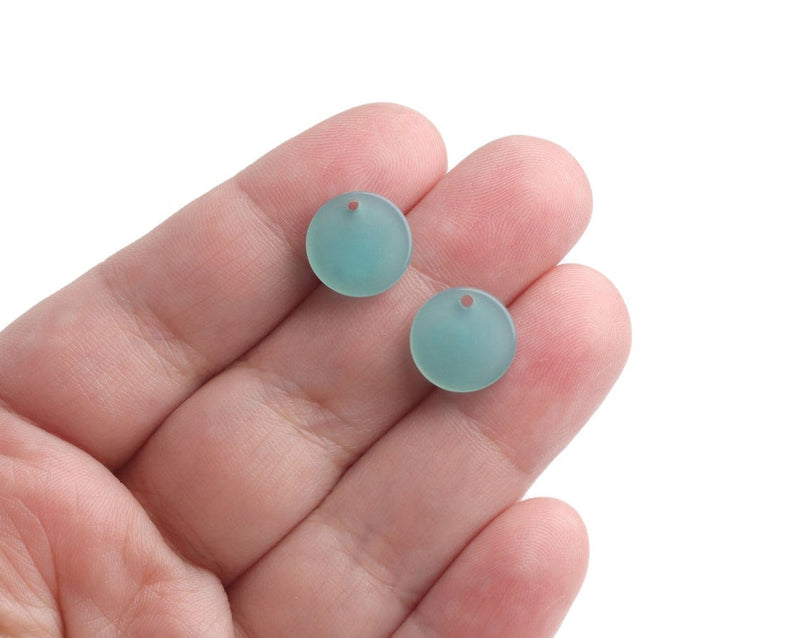 4 Aquamarine Blue Charms with Gold Iridescence, March Birthstone, Acetate Plastic, 12mm