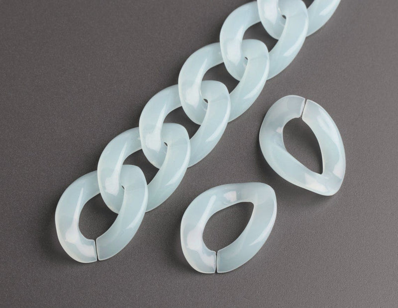 1ft Ethereal Frost Blue Acrylic Chain Links, 23mm, Semi-Translucent, Fairy and Decora Kei