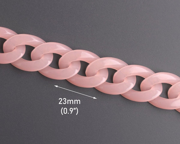 1ft Ethereal Pink Chain Links, 23mm, Acrylic, Semi Translucent, Cute and Sweet Kawaii