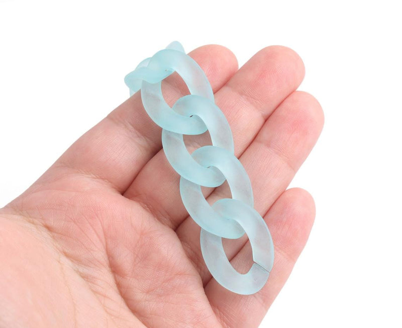 1ft Frosted Ice Blue Acrylic Chain Links, 28mm, For Big Bold Chunky Necklaces