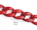 1ft Imperial Red Acrylic Chain Links, 38mm, Extra Large, Raised Curb Chain