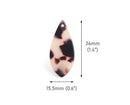 4 Dagger Beads in White Tortoise Shell, Teardrops Charms with Horse Eye Shape, Acetate Plastic, 36 x 15.5mm