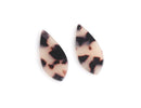4 Dagger Beads in White Tortoise Shell, Teardrops Charms with Horse Eye Shape, Acetate Plastic, 36 x 15.5mm