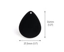 4 Large Teardrop Pendants in Black, Lightweight Charms, Acrylic, 34 x 27.5mm
