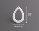 4 Pearl White Teardrop Pendants, Cut Out Frame, 1 Hole, Acetate Plastic, 31 x 22mm