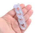 1ft Frosted Blue Acrylic Chain Links in Light Sapphire, 28mm, For Wallet Chains