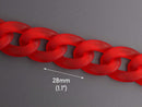 1ft Frosted Ruby Red Acrylic Chain Links, 28mm, For Jewelry Making Supplies