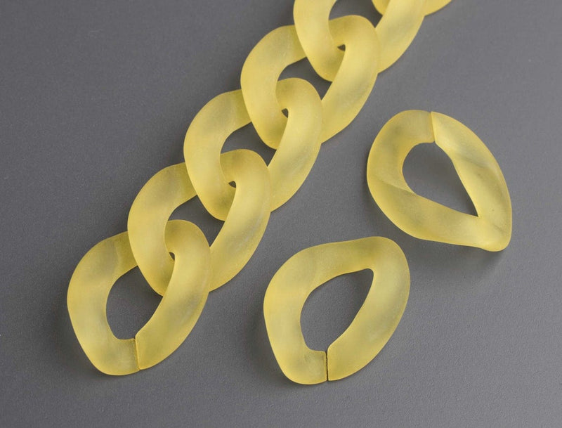 1ft Frosted Yellow Acrylic Chain Links, 28mm, For Jewelry Making Components