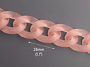 1ft Frosted Coral Orange Acrylic Chain Links, 28mm, For Cuban Link Necklaces
