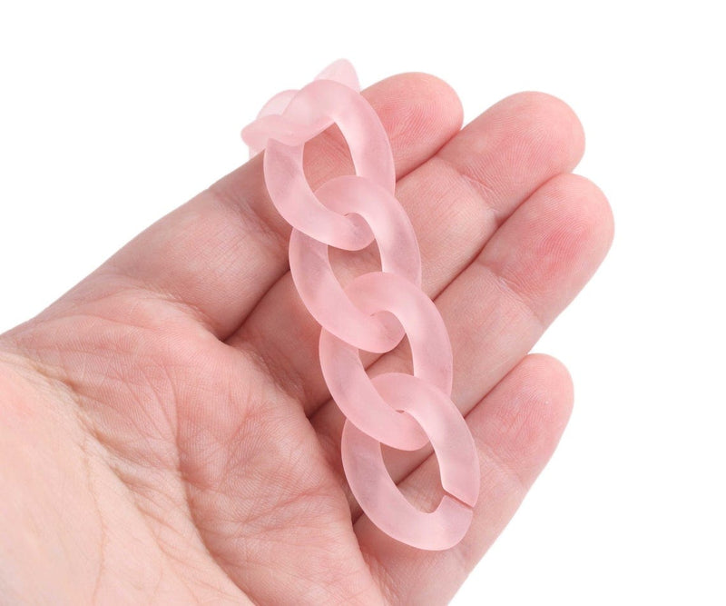 1ft Frosted Light Pink Chain Links, 28mm, Matte Acrylic, Soft Pastels