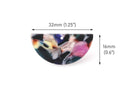 2 Rainbow Half Circle Charms, Multi Colored Beads, Acetate, 32 x 16mm