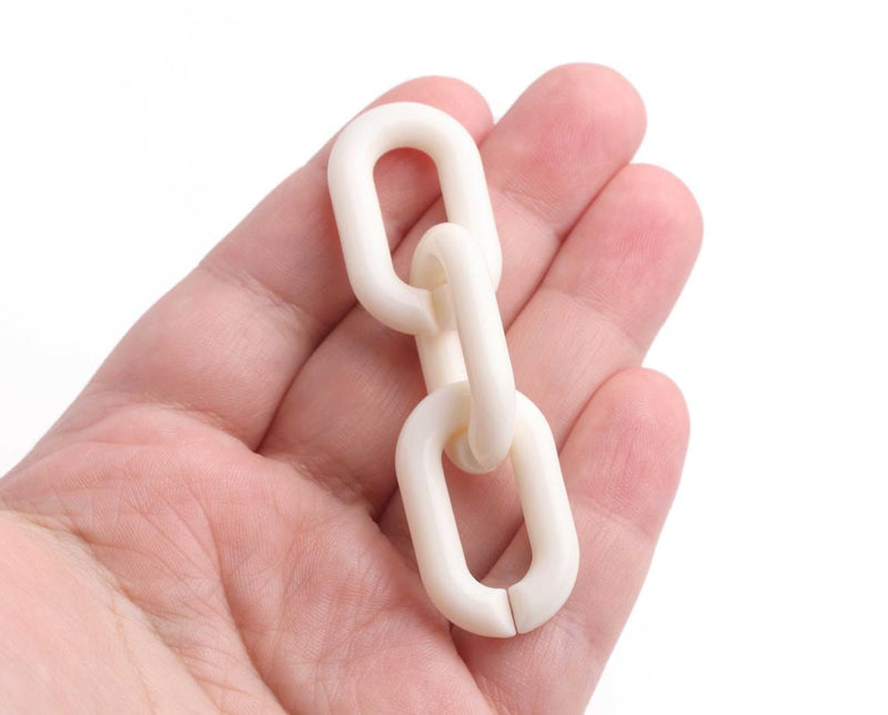 1ft Bone White Acrylic Chain Links, 31mm, Oval Cable, Off White Chain for Decor