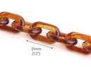 1ft Cognac Brown Acrylic Chain Links, 31mm, Transparent, Amber Tortoise Shell