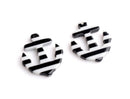 2 Anchor Charms with Black and White Stripes, Boat and Nautical Theme Pendants, Acrylic, 31 x 27.5mm