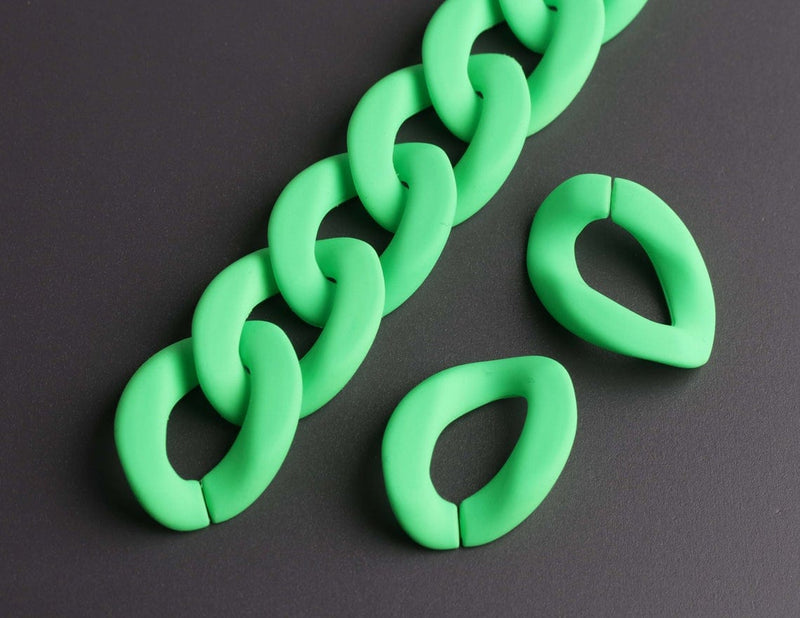 1ft Matte Neon Green Acrylic Chain Links, 24mm, 90s Style, Kidcore Kandicore