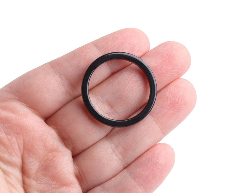 2 Black Connector Ring Links, Plastic O Rings for Swimsuits, Lingerie Straps and Purse Making, Acetate, 1.2" Inch