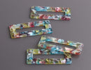 2 Rectangle Pendants in Sea Glass Colors, Colorful Plastic Beads in Clear, Blue, Red and Green, Cellulose Acetate, 50 x 21.5mm