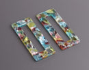 2 Rectangle Pendants in Sea Glass Colors, Colorful Plastic Beads in Clear, Blue, Red and Green, Cellulose Acetate, 50 x 21.5mm