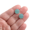 4 Aquamarine Blue Charm Links with Gold Iridescence, Small Round Disc Connectors with 2 Holes, Acetate Plastic, 12mm