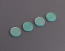 4 Aquamarine Blue Charm Links with Gold Iridescence, Small Round Disc Connectors with 2 Holes, Acetate Plastic, 12mm